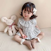 Baby Summer Clothing Cute Infant Baby Girls Floral Bodysuits Lace Collar Princess Jumpsuits Outfits Clothes 2024 - buy cheap