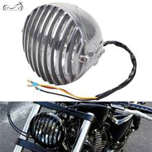 6.5" 60W Chrome Motorcycle Headlight Finned Grill Head Light Lamp For Harley Cafe Racer Bobber Chopper Custom 2024 - buy cheap