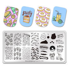 BeautyBigBang Food XL-001 Nail Stamping Plates Hamburg Doughnut Sandwich Image 12*6cm Stainless Steel Nail Art Template Stencil 2024 - buy cheap