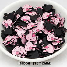 100 unids/lote de resinas de cabeza de conejo rosa de dibujos animados adorables animales planos de resina Cabochon Centro de lazo de pelo DIY Crafts 2024 - compra barato