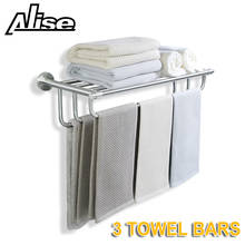 Cremalheira de toalha barra de toalha de banho suporte de toalha de parede pendurado toalha com 3 barra de toalha 304 aço inoxidável banheiro prateleira de roupas 60cm 2024 - compre barato