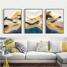 Gold Mountain Reflection Abstract Wall Poster Landscape Canvas Print Decorative Painting Contemporary Art Home Decor Picture 2024 - buy cheap