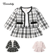 2019 Fashion 1-6Y Baby Girls Clothes Sets Birthday Long Sleeve Plaid Coat Tops+Dress 2Pcs Party Warm Outfit 2024 - buy cheap