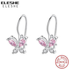 Children Real 925 Sterling Silver Pink Butterfly Animal Lovely Stud Earrings For Girls Crystal CZ Earrings Jewelry 2024 - buy cheap