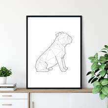Inglês bulldog sentado impressão cão abstrato geométrico cartaz minimalista arte da parede pintura da lona sala de estar decoração do amante do animal de estimação presente 2024 - compre barato