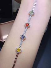 Natural color sapphire bracelet, fashionable, 925 silver novel design, women's favorite jewelry 2024 - buy cheap