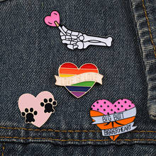 Pretty Rainbow Love Heart Shape Brooch Collection Enamel Lapel Pins Bag Women Badge Cartoon Cute Brooches Girls Couple Jewelry 2024 - buy cheap