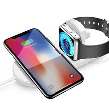 Беспроводное зарядное устройство QI, зарядная подставка для Apple Watch 1 2 3 4 для IPhone X XS MAX XR 8 Plus Samsung S8 S9 S10, док-станция 2 в 1 2024 - купить недорого