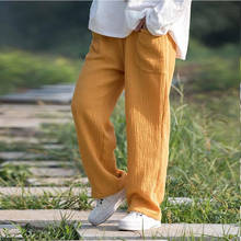 2022 Women' Fashion comfortable cotton linen pants , women pleated Autumn pants with pockets 2024 - buy cheap