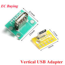 Microusb-conector usb vertical 2.0, cabeça fêmea e micro usb 2.54, conversor pcb 180mm, placa de teste, graus e vertical 2024 - compre barato