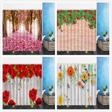 Flowers Shower Curtains Spring Plant Pink Colorful Flower Butterfly 3D Bathroom Home Decor Waterproof Polyester Cloth Curtain 2024 - buy cheap