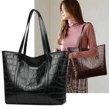 Crocodile pattern shoulder bag large capacity female bag trendy soft leather handbag 2021 new simple 4-color shopping bag 2024 - buy cheap