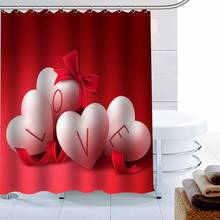 Red LOVE Shower Curtain 12 Hook Polyester Fabric 3D Printing Bathroom Curtain Waterproof Mildew Proof Bath Curtain Decor 2024 - buy cheap