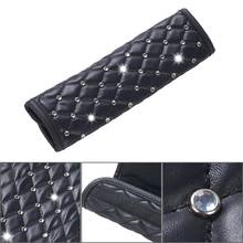 2pcs Bling Rhinestone Black PU Car Seat Belt Pads Harness Safety Shoulder Strap Decorative Covers For Gifts Car Accessories 2024 - buy cheap