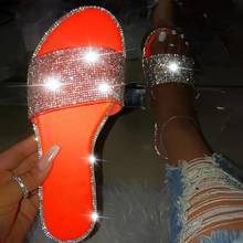 2021 Summer Beach Sandals Women Flip Flops Rhinestone Flat Sandals Ladies Slippers Shoes Female Bling Luxury Sandalias Mujer 43 2024 - buy cheap