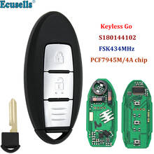 Keyless-go 2 кнопки smart remote key FSK 434 МГц PCF7945M 4A chip Hitag AES для Nissan X-trail 2014 S180144102 2024 - купить недорого