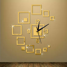 New 3D Wall Clock Sticker Rectangular Wall Clock Mirror Wall Stickers Acrylic Clocks Modern Design Big Clocks For Living Room 2024 - buy cheap