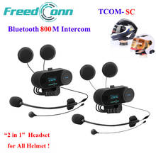 2Pcs Freedconn TCOM-SC Motorcycle Helmet Headset Intercom + 2 in 1 Mic for All Helmet With LCD Screen +FM Radio Helmet Intercom 2024 - buy cheap