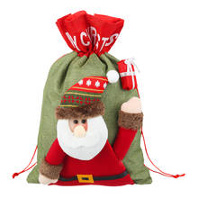 Newest Arrival Christmas Non-woven Cloth Gift Bag Santa/Snowman/Deer Drawstring Pocket Candy Cookie Storage Pouch 2024 - buy cheap