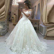 Бальное платье ANGELSBRIDEP с открытыми плечами, свадебное платье, винтажное платье с аппликацией, роскошное свадебное платье со шлейфом, размера плюс 2024 - купить недорого