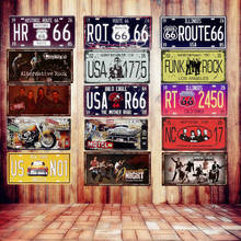 USA Vintage Metal Tin Signs Route 66 Car Number License Plate Plaque Poster Bar Club Wall Garage Home Decoration 15*30cm 2024 - buy cheap