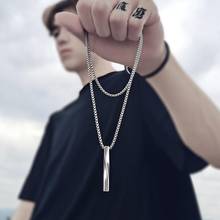 2021 Fashion New Black Rectangle Pendant Necklace Men Trendy Simple Stainless Steel Chain Men Necklace Jewelry Gift 2024 - купить недорого