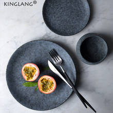 KINGLANG Looks Like Stone Ceramic Plate Dinner Dishes Stoneware Gray Colors Steak Flat Plates 2024 - buy cheap