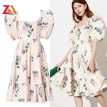 ZALady Runway Chic Floral Midi Dresses For Women Short Sleeve Ruffles Elegant Casual Beach Boho Backless Dress Vestidos Female 2024 - buy cheap
