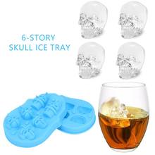 4/6 Cavity 3D Skull Ice Cube Silicone Ice Cube Tray DIY Ice Mold Maker Chocolate Pudding Mold Bar Kitchen Tools New 2024 - buy cheap