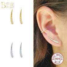 BOAKO Crystal CZ Earrings 925 Sterling Silver Earrings For Women Fine Jewelry Stud Earring Pendientes Plata 925 Brincos Joyero 2024 - buy cheap
