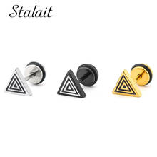 Line Cut Triangle Glue Titanium Steel Exquisite Ear Jewelry Stainless Steel Gold/Black/Silver Color Push Back Stud Earrings Gift 2024 - buy cheap