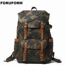 Vintage Leather Backpacks for Men Laptop Daypacks Waterproof Canvas Rucksacks Large Waxed Mountaineering Travel Pack 2024 - buy cheap