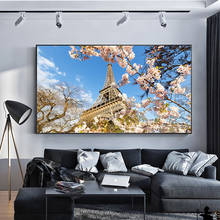 Pintura al óleo sobre lienzo de paisaje de la Torre Eiffel de París, carteles románticos impresos, imagen artística de pared para sala de estar, Cuadro de decoración del hogar 2024 - compra barato