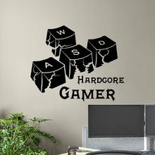 Hardcore Gamer Wall Decal Keyboard Keys Gaming Words Vinyl Window Sticker Video Game Teens Boys Bedroom Playroom Home Decor E076 2024 - buy cheap