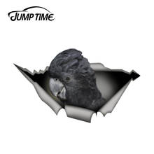 Jump time 13cm x 7.7cmblack cockatoo rasgado metal adesivos de carro decalque engraçado janela tronco animal 3d estilo do carro 2024 - compre barato