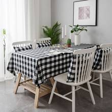 Black Plaid Yarn Dyed Linen Cotton Pastoral Tablecloth Picnic BBQ Home Kitchen Decorative Table Cover Toalha De Mesa 2024 - buy cheap