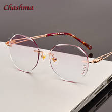 Chashma Round Eyewear Titanium Gray Colored Lenses Rimless Glasses Light Frame Women Gradient Glass 2024 - buy cheap