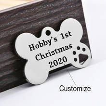 Customized Name Keychain Christmas Gift Stainless Steel  Hobby's 1st Christas 2020 Engraved Dog Gift Personalized Bone Dog Tag 2024 - buy cheap