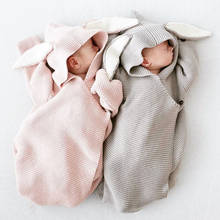 Baby Sleeping Bag For Newborn Kinted Cute Rabbit Ear Baby Blanket Super Soft Extract Envelope Cocoon Bag Swaddle Warm Sleep Bag 2024 - buy cheap