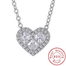 Colgante con forma de corazón para mujer, Plata de Ley 925 auténtica, bijou, AAAAA, cz, para fiesta, colgantes para boda, collar, joyería nupcial 2024 - compra barato