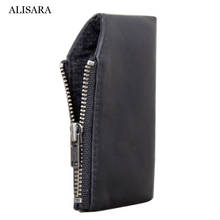 Alisara Mini Credit Card Wallets Genuine Leather Top End Men Slim ID Bus Card Purses Women Casual Small Organizer Pouch Mini Bag 2024 - buy cheap