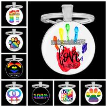 Llavero con cabujón de cristal de Arco Iris para hombre y mujer, accesorio para llaves de coche, joyería LGBT, Orgullo Gay lésbico 2024 - compra barato