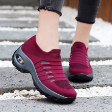 Hot Sale High Platform Women Sneaker New Height Increase Sock Shoes Cushion Female Slip On Gym Trainer Air Sole Breathable Woman 2024 - buy cheap