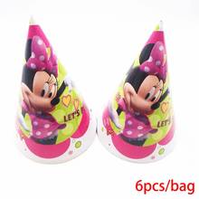 6pcs /bag minnie mickey mouse Caps Theme Party For Kids/Boys Happy Birthday Decoration Theme Party favor minnie party supplies 2024 - buy cheap