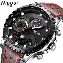 NIBOSI мужские часы кварцевые часы 2020 новые модные повседневные кожаные часы мужские спортивные наручные часы хронограф водонепроницаемые наручные часы 2024 - купить недорого