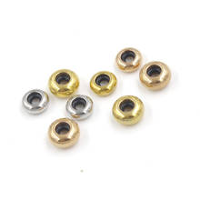 Gold/Steel/Rose Gold Color Stainless Steel Spacer Beads With Rubber Core Inside Positioning Stopper Beads 7mm 8mm 100pcs 2024 - buy cheap