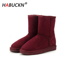 HABUCKN 2020 NEW Australian classic Hot Sale 100% Genuine Leather Fashion Girls Winter Snow Boots For Women Warm Winter Shoes 2024 - buy cheap