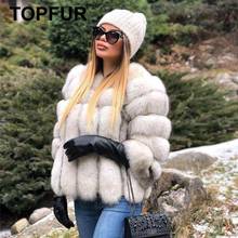 TOPFUR New Fashion Winter Female Short Coats Real Fur Coats For Women Natural Fox Fur Basic Jackets Three Quarter Sleeves