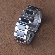 Stainless steel wrap Ceramic Watchbands 12mm 14mm 15mm 16mm 17mm 18mm 19mm 20mm 21mm 22mm Bracelets Mens Lady Silver with black 2024 - buy cheap