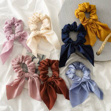 Candy Color Women Hair Scrunchies Bows Hairband Ponytail Holder Bows Knot Scrunchie Girls Hair Ties Headwear Hair Accessories 2024 - compre barato